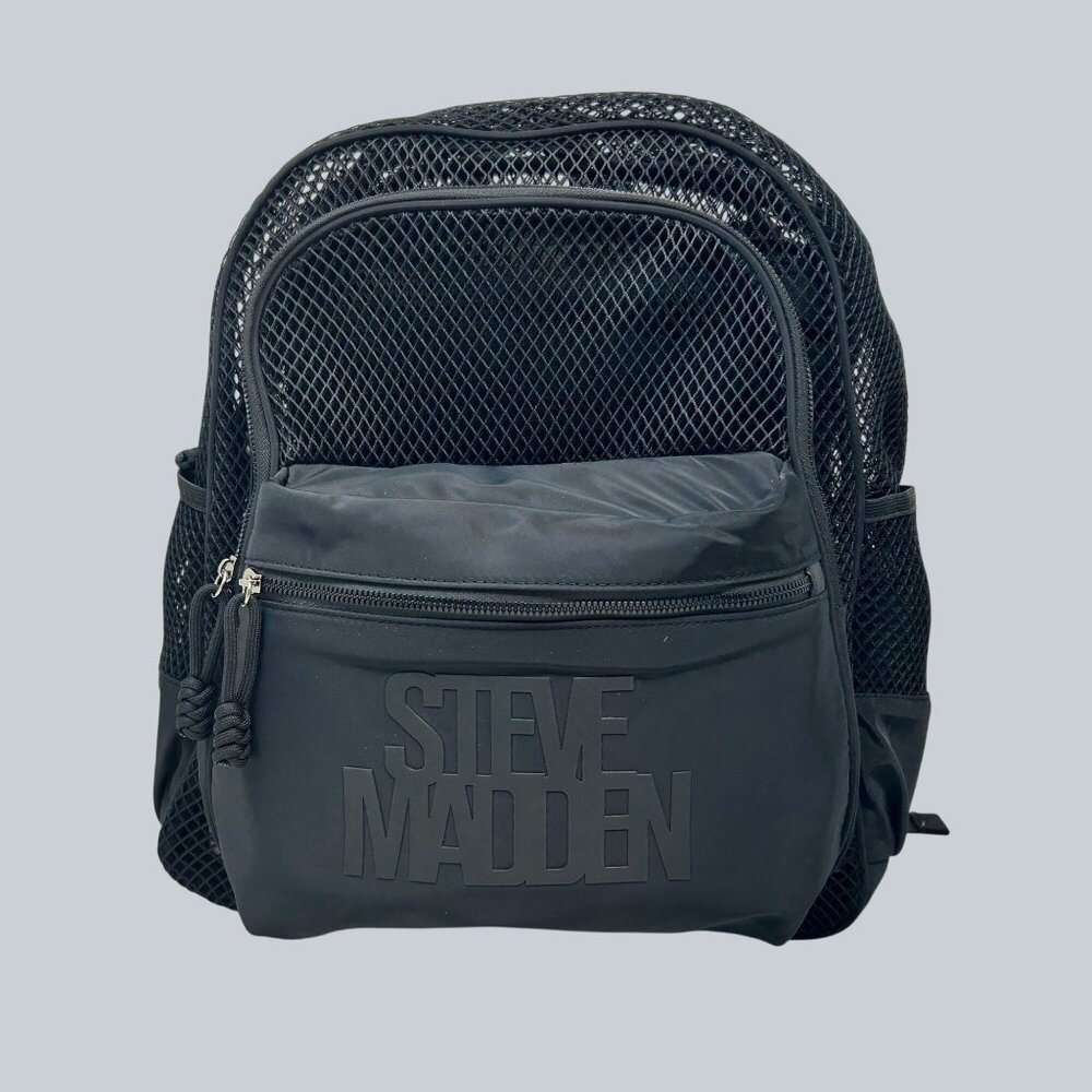 Steve Madden BSuki Mesh Backpack w/Laptop Case- Black